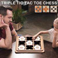 Tic Tac Toe Board Travel Games Wooden Noughts And Crosses Game Tic Tac Toe Board Games ของเล่นเพื่อการศึกษาสำหรับเด็กและผู้ใหญ่ครอบครัวเกมกระดานสนุกสำหรับเด็กและผู้ใหญ่