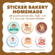 สติกเกอร์เบเกอรี่โฮมเมด Sticker bakery homemade ไดคัทวงกลม มี 6 แบบ หลายขนาด