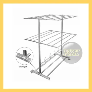 Foldable Clothes Drying Rack With Pulley Stainless Steel Cloth Hanger  Indoor Outdoor Cloth Drying Hanging Rack