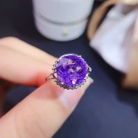 Natural amethyst ring 925 silver 7 carat gemstone authentic color clean rose