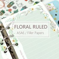 MyPretties Green Floral Ruled Line Refills A5 A6 Filler Papers for 6 Hole Binder Organizer Notebook 40 Sheets Papers N.616 Note Books Pads