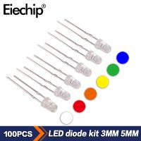 ♧ 100PCS/LOT 3MM 5MM Light Emitting Diode F3 F5 Led Diode Kit Red Green Blue Yellow Orange Electronic Components