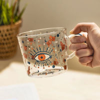 MDZF SWEETHOME 500ml Creative Scale Glass Mug Breakfast Milk Coffe Cup Household Couple Water Cup Sun Eye Pattern Drinkware