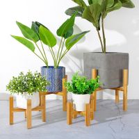 Durable Wood Planter Pot Trays Flower Pot Rack Strong Free Standing Bonsai Holder Home Garden Indoor Display Plant Stand Shelfs