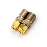 One / 2pcs F Type Female Jack To SMA Male Plug Straight RF Coaxial Adapter F Connector To SMA Convertor Gold Tone Electrical Connectors