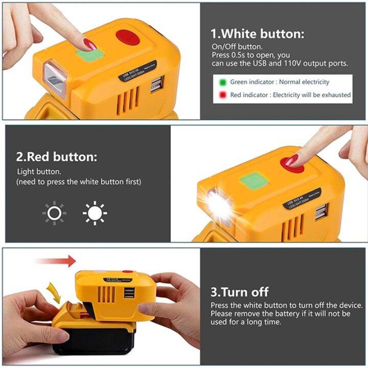 for-dewalt-20v-18v-lithium-battery-220v-portable-inverter-power-station-150w-inverter-generator-with-led-light-usb