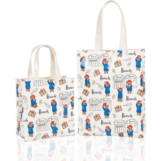 harrods-handbag-white-bag-padding-bear-tote-shoulder-waterproof-storage-shopping