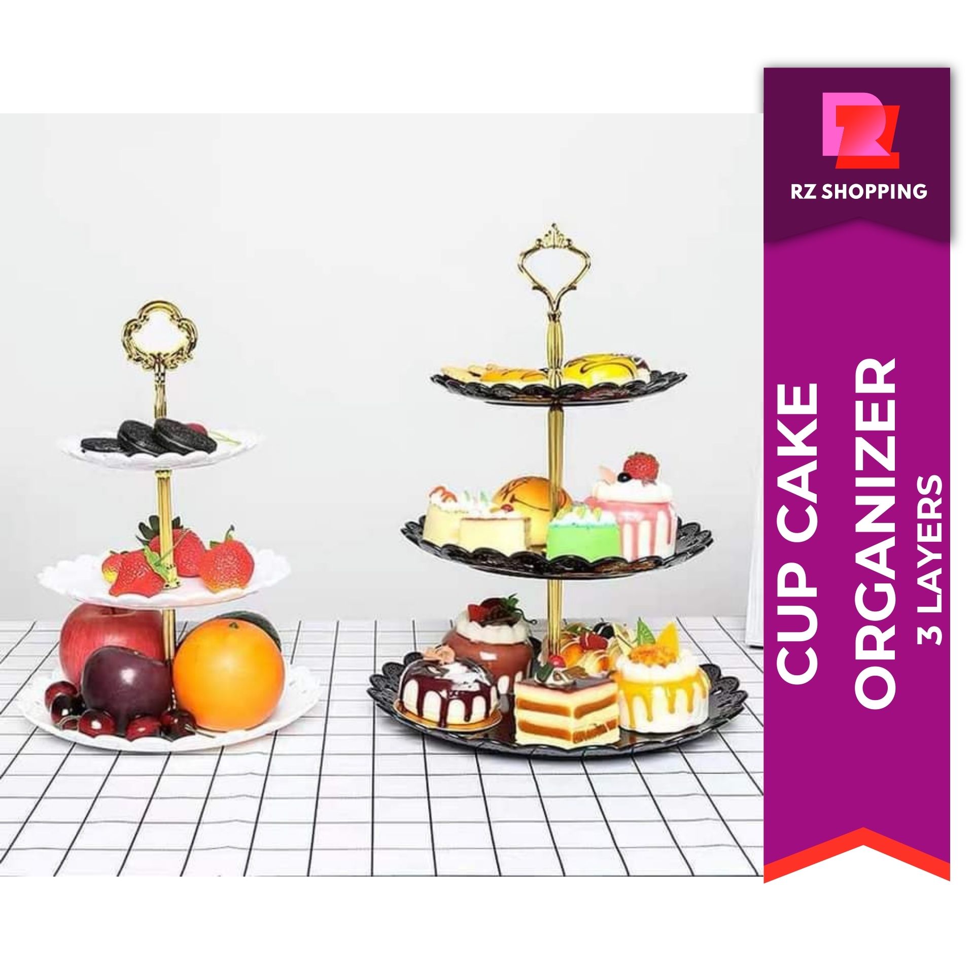 3 Sets Plastic Tray Wedding Cupcake Stands 3 Tier Cupcake Holders 
