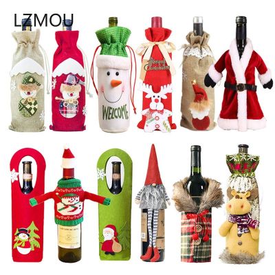New Year 2023 Gift Santa Claus Wine Bottle Dust Cover Xmas Noel Christmas Decorations for Home Navidad 2022 Dinner Table Decor