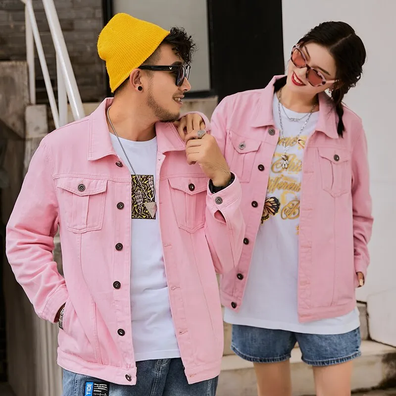 pink plus size denim jacket