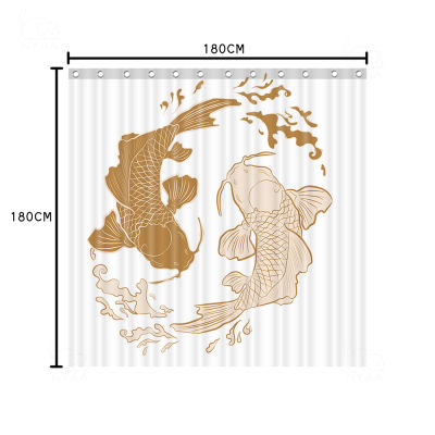 Japanese Zen Garden With Yin And Yang Shower Curtain 3D Waterproof Curtains Bathroom Pedestal Rug Lid Toilet Cover Bath Mat Set