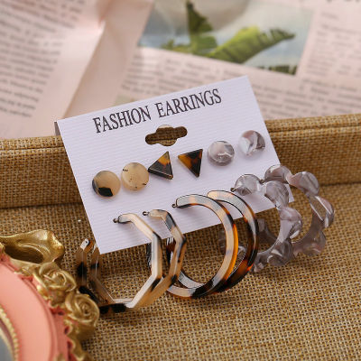 WUKALO Women Earrings Set Acrylic Pearl Earrings For Women Bohemian Leopard Drop Earrings New Brincos Fashion Jewelry