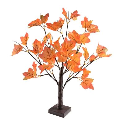 LED Pumpkin Maple Leaf Tree Light 24 Warm White LEDs Battery Operated Autumn Fairy Lights Thanksgiving Day Decoration
