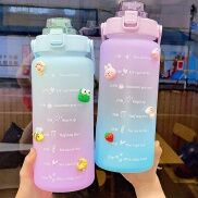 Bình Nước 2 Lít Tặng Kèm Sticker Có Vạch Báo Giờ Uống Nước Tiện Lợi Chất
