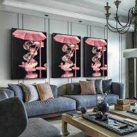 Forbeauty Pink Slide Abstract Oil Paintings Spray Printing Canvas Painting For Bedchamber Wall Art