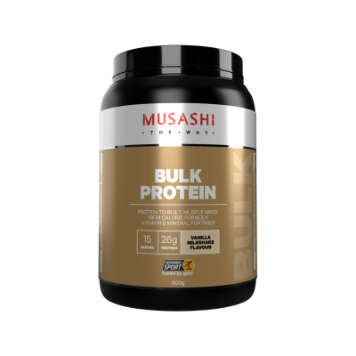 Musashi Bulk Mass Protein Vanilla Gain 900g -  วานิลา เวย์โปรตีนเพิ่มน้ำหนัก 900กรัม