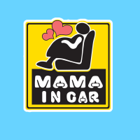 PND51 mama in car สติ๊กเกอร์ มีคนท้องในรถ Pregnant in car คนท้องขับรถ สติ๊กเกอร์ติดรถ สติกเกอร์ การ์ตูน ติดรถ กันน้ำ ไวนิล