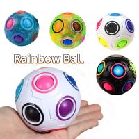 Rainbow Magic Cube Ball Montessori Kids Toy Spin Top Magic Anti Stress Relive Cbue Ball Brain Teasers Game Kid Adult Toys Gift Brain Teasers