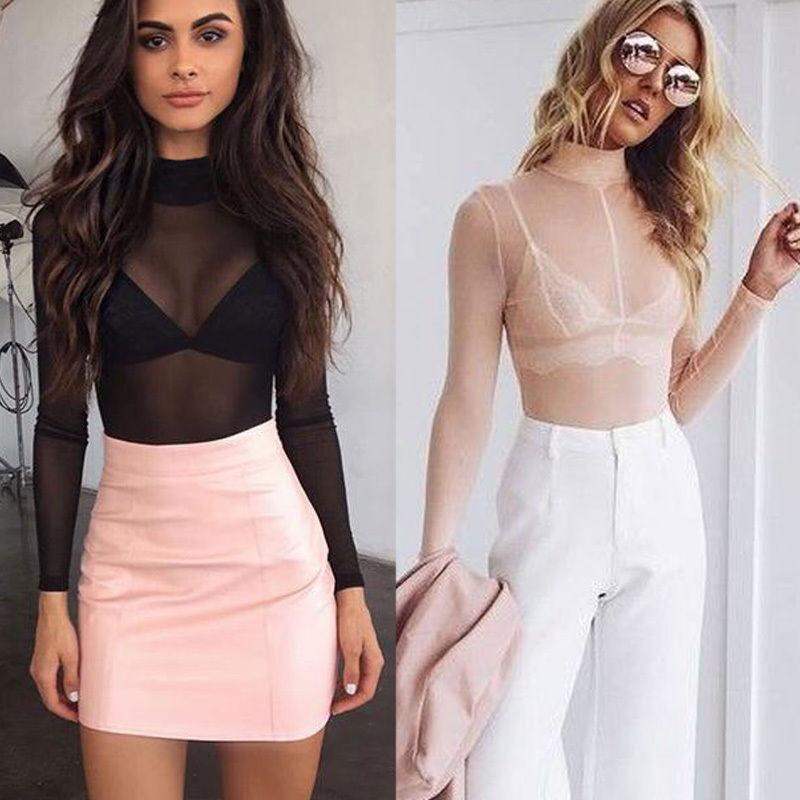 Long Sleeve Sheer Mesh Fish Net Turtle 