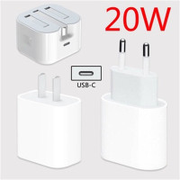 20W PD USB-C ที่ชาร์จความเร็วสูง US สหราชอาณาจักรปลั๊กเสียบสหภาพยุโรปอะแดปเตอร์สำหรับสายเคเบิล IPhone13 Pro 12 Mini 11 Max XR XS 8 Plus