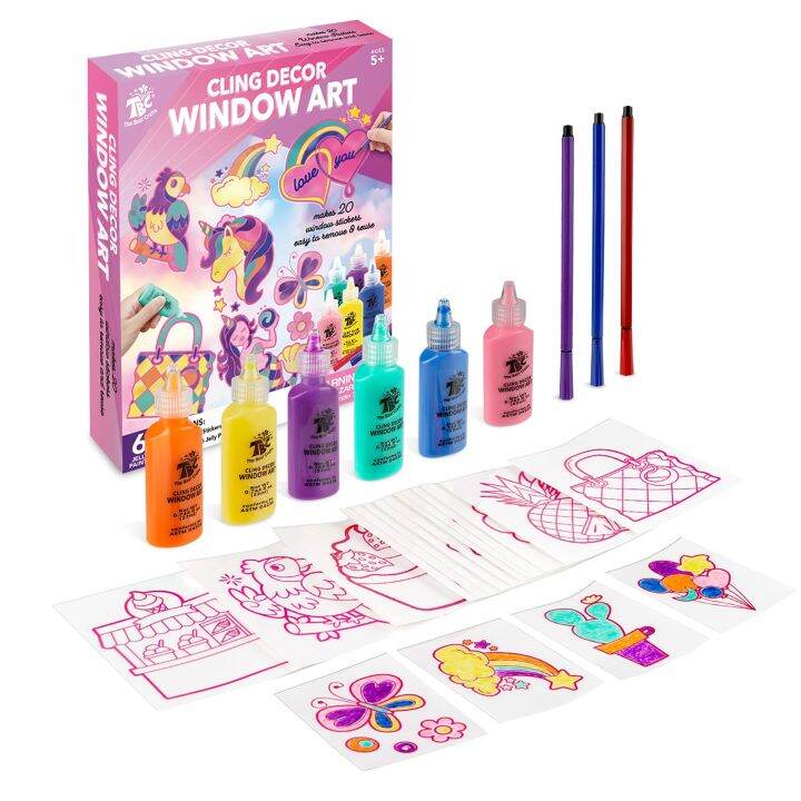 TBC The Best Crafts Glitter Window Art for Kids, DIY Stained Glass