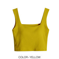 Womens Tank Tops Built-in Bra Bra-Top Elastic Modal Twill Vest Camisoles Camis Square Neck Sleeveless Sexy Casual Female