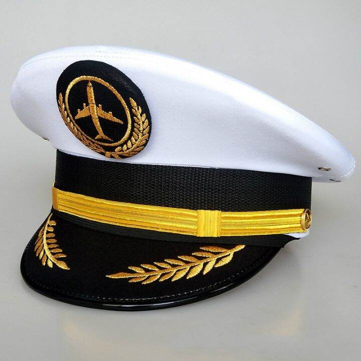 Pilot Hats Aircraft Emblem Visor Hat Men Military for Flight Attendant ...