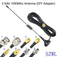 เสาอากาศทองเหลือง RF ADS-B 3.5DBi 1090Mhz อะแดปเตอร์ DIY CRC9 TS9 TNC MCX SMB RP ตัวเชื่อมต่อ SMA ตัวผู้ทางอากาศ RG174 Alas Magnetik 30ซม.