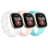 3สายแพ็คเข้ากันได้กับ Fitbit Sense / Versa 3,สายรัดข้อมือกีฬา TPU แบบนุ่มสำหรับเปลี่ยนสายรัดข้อมือ3 Sense สำหรับผู้หญิงผู้ชาย