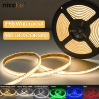 IP68 waterproof COB LED Strips Dimmable Light 8mm 10mm 480 LEDs/m High Density DC 12V 24V Flexible Tape Strip Leds Lights Linear