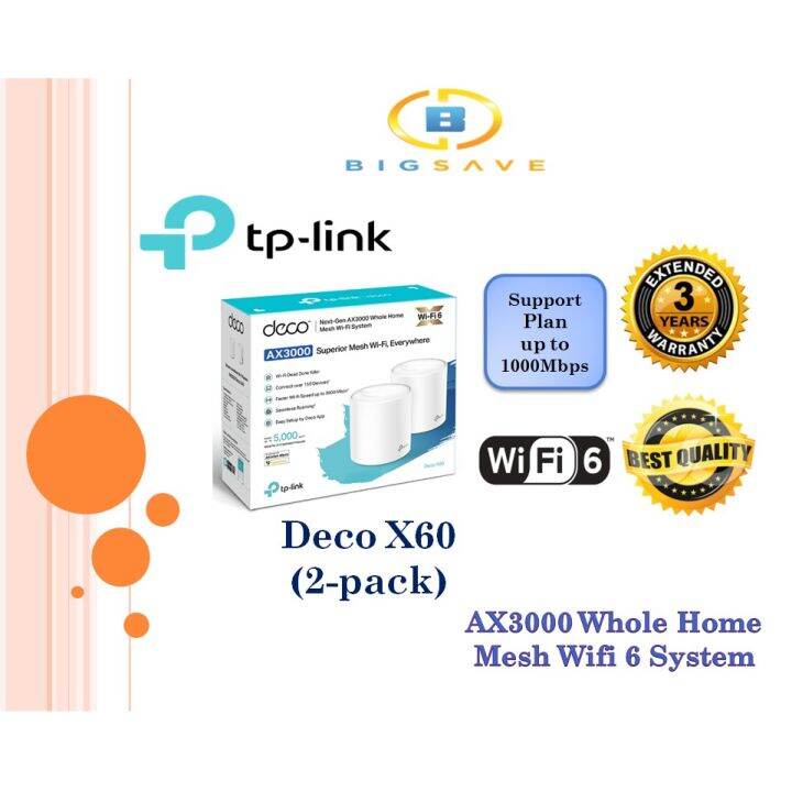 TP-LINK DECO X60(2-PACK) AX3000 WHOLE HOME MESH WIFI 6 SYSTEM | Lazada
