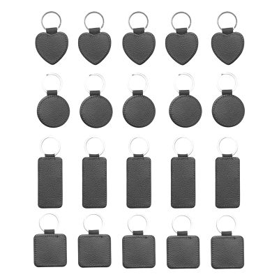 20 Pieces Sublimation Blank Keychains PU Leather Keychain Pendant Heat Transfer Keychain Ornament for DIY Crafts Making