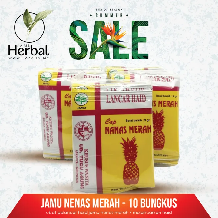 Ubat Pelancar Haid Jamu Nenas Merah Melancarkan Haid 10pack 9gram Lazada