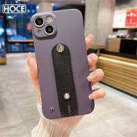 HOCE เคสโทรศัพท์ขาตั้งบางเฉียบไร้ขอบสำหรับ iPhone 14 13 12 Pro Max 11สีตัดกันกันกระแทกพร้อมเคสหนังที่ถือสายรัดข้อมือ