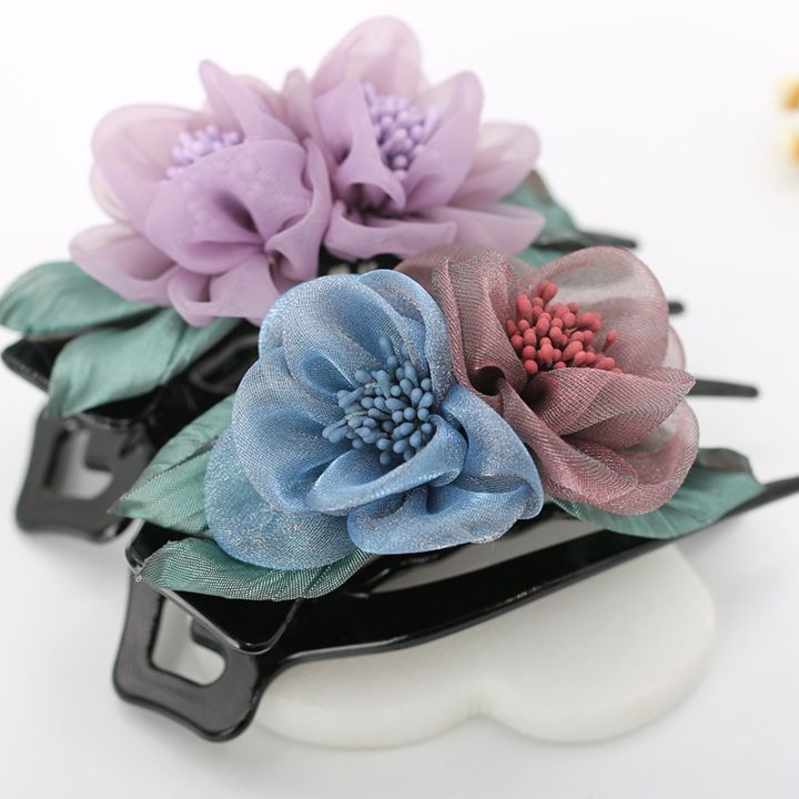 new-flower-silk-yarn-cloth-art-duck-beak-three-tooth-clip-pan-hair-clip-pan-hair-clip-fashion-exquisite-headdress