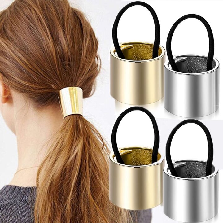 Punk Gold Cuff Metal Circle Hairband Ponytail Hair Ties Hair Holder Open  Elastic Hair Rope Rings Headwear Hair Accessories Exercise Bands