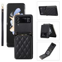 Crossbody Card Holder Wallet Case for Samsung Galaxy Z Flip 5 4 3 Flip5 Flip4 Flip3 Wrist Strap Zipper Vegan Leather Phone Cover