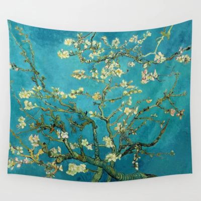Vincent Van Gogh Blossoming Almond Tree Wall Tapestry Wall แขวน Tapestries ผ้าห่มผ้าปูที่นอนผ้าม่านผ้าขนหนูโยนผ้าม่านหน้าต่าง