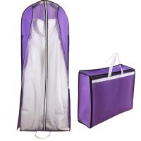 Dual-use Long 150cm Bridal Wedding Dress Robe Dust Cover Travel Coat Suitcase Storage Bag Wardrobe Accessories FC55 Wardrobe Organisers