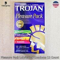 Trojan® Pleasure Pack Lubricated Condoms 12 Count โทรจัน ถุงยางอนามัยน้ำยางธรรมชาติ 4 ชนิด