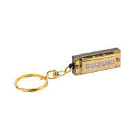 Suzuki Harmonica Mini 5รู10โทนพวงกุญแจรูปออร์แกนปากคีย์ของ C เครื่องดนตรีเป่าลมสีทอง