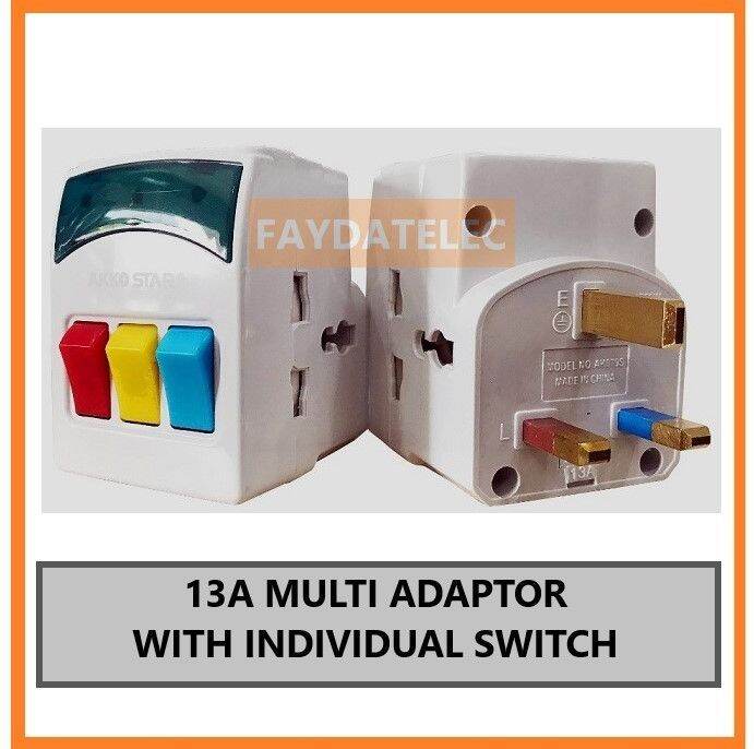 13A 3WAY MULTIPLE ADAPTOR SOCKET (WITH INDIVIDUAL SWITCH) Fuse
