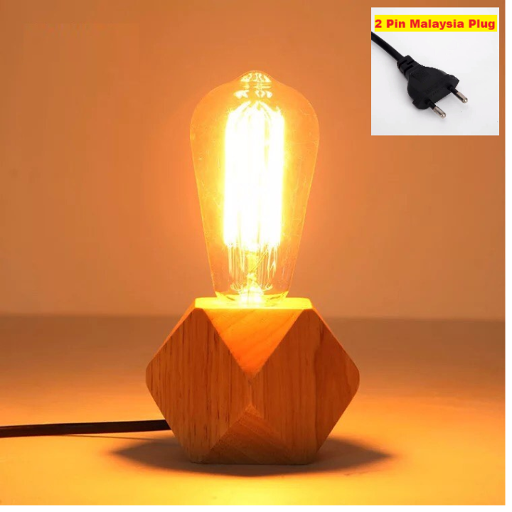 Modern Retro Small Wood Home Decor Table Lamp / Dimmable Table Lamp