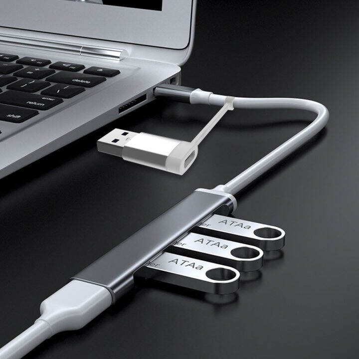 usb-ฮับ-type-c-3-0-usb-3-0ฮับ2-0-4พอร์ตอะแดปเตอร์-otg-เครื่องแยกอเนกประสงค์สำหรับพีซีเคสมือถือเลโนโว่หัวเหว่ย-macbook-อะลูมินัมอัลลอย