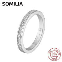 SOMILIA แหวนเงินแท้ S925 นำเข้า moissanite วงกลมเพชรหักแหวนเพชรหญิงบุคลิกเรียบง่าย