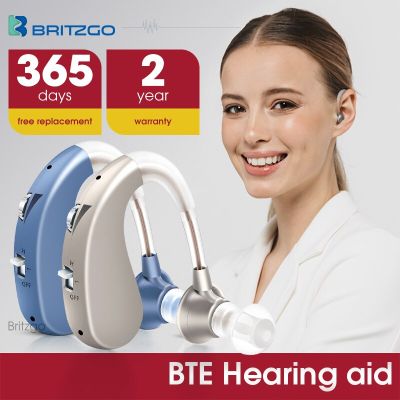 ZZOOI Britzgo Deaf Hearing Aid Hearing Amplifier USB Rechargeable Digital For Elder Adjustable Sound Voice Blue or Silver 1pcsVHP-1204