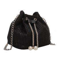 Womens Leather Diamond-Encrusted Banquet Tassel Trend Shoulder Crossbody Dinner Bag
