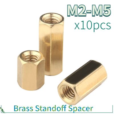 10pcs/lot Hex Female to Female brass standoff spacer Hexagonal Stud Spacer Hollow Pillars Screw M2 M2.5 M3 M4 M5 Nails  Screws Fasteners