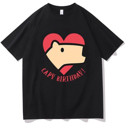 Harajuku Cartoon Ok I Pull Up Capybara Birthday Print Tshirt Mens Loose Tshirts Pure Cotton Gothic T