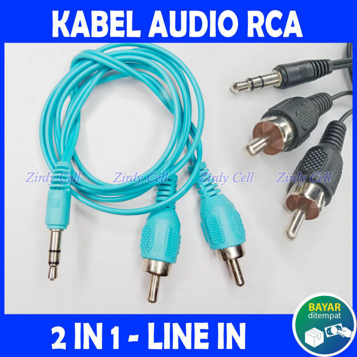 Kabel Audio AUX RCA Dari HP Ke Speaker Aktif Analog Jack 3.5mm to 2 In